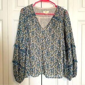 Maeve Blue Long Sleeve Relaxed Tunic